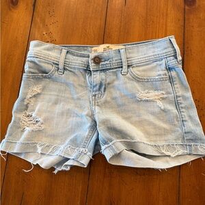 Hollister Light Blue Distressed Denim Cutoff Shorts